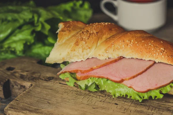 Sandwich Ham Lettuce — Stock Photo, Image