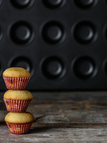 Hausgemachte Muffins Cupcakes Aus Nächster Nähe — Stockfoto