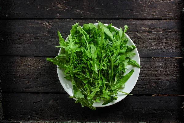 Close Fresh Arugula Leaves — Stock Photo, Image