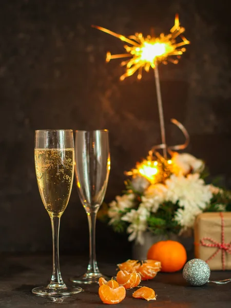 Christmas Background Champagne — Stock Photo, Image