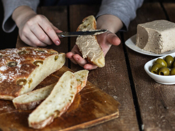 ciabatta bread with olives