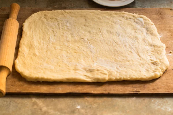 Hemmagjorda Kanelbullar Beredning — Stockfoto