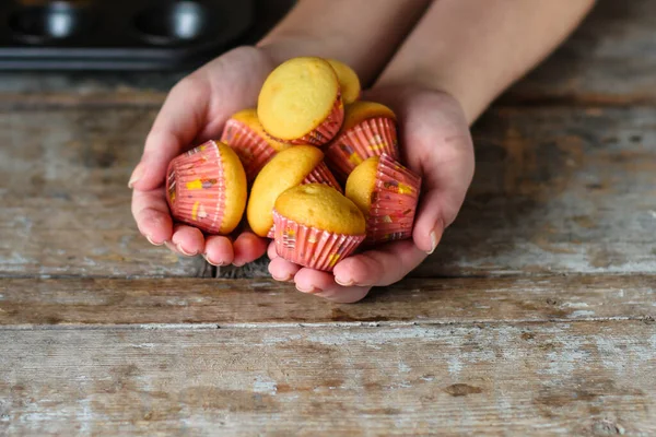 Magdalenas Caseras Cupcakes Cerca —  Fotos de Stock