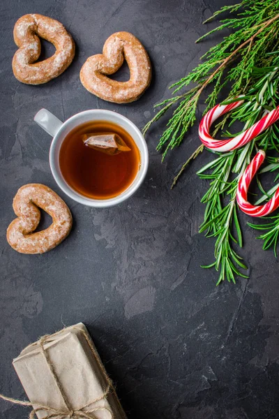 Vista Dall Alto Sulla Festa Natale Sfondo Biscotti — Foto Stock