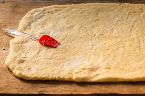 Hemmagjorda Kanelbullar Beredning — Stockfoto