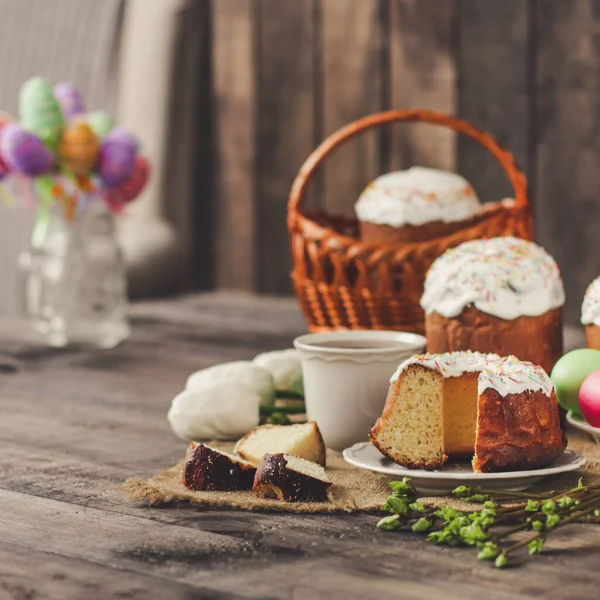 Composition Vacances Avec Gâteaux Pâques Oeufs — Photo