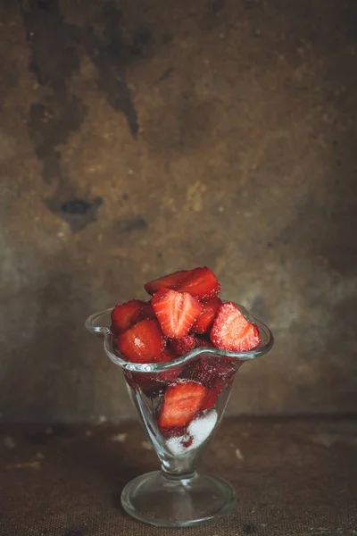 Fraise Chocolat Sur Fond Sombre — Photo