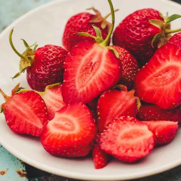 Close View Fresh Ripe Organic Strawberry — Stok Foto