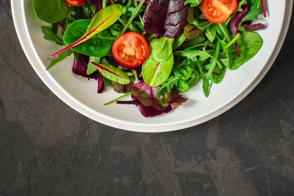 Mistura Verdes Com Tomates Chapa — Fotografia de Stock