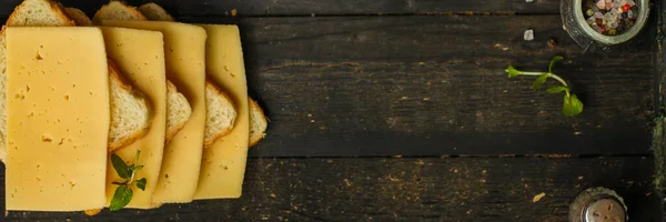 Sanduíches Com Fatias Queijo — Fotografia de Stock