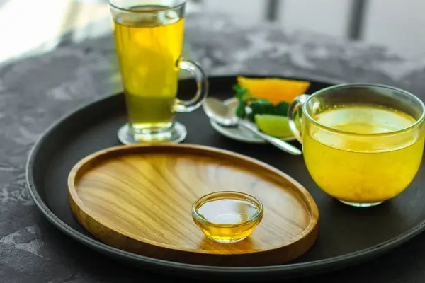 Citrus Tea Mézzel Közelről — Stock Fotó
