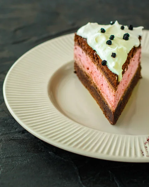 Close Piece Cake Plate — Stock Photo, Image