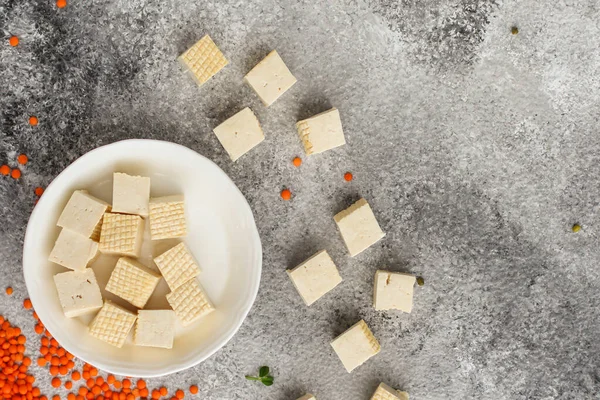 Tofu Sajt Közeli Val Más Összetevők — Stock Fotó