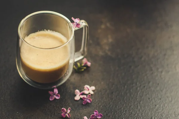 Glas Varmt Kaffe Nära Håll — Stockfoto