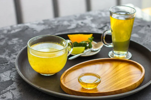 Citrus Tea Mézzel Közelről — Stock Fotó