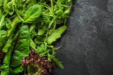 Bitkilerin üst görünümü koyu arkaplanda karışır