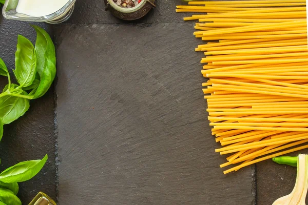 Flat Lay Background Ingredients Pasta — Stock Photo, Image