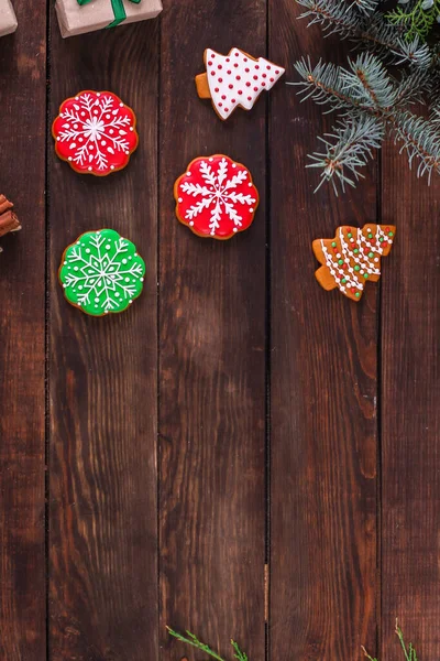 Christmas Gingerbread Cookies Dark Background — Stock Photo, Image