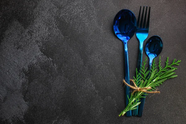 Two Spoons Fork Pine Sprout — Stock Photo, Image