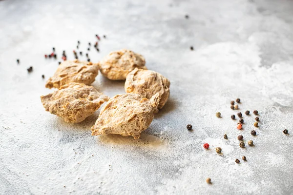 Färsk Soja Kött Vegetabiliskt Protein Seitan Bitar Mellanmål Hälsosam Måltid — Stockfoto