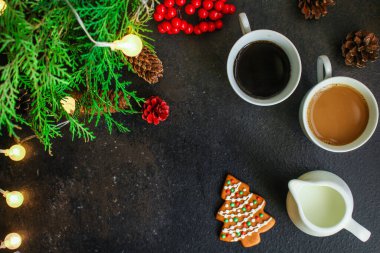 Çay ve kahve bardakları, Noel arkaplan manzarası