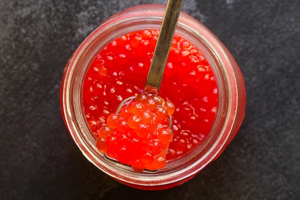 Red Caviar Seafood Salmon Caviar Menu Concept Food Background Top — Stock Photo, Image