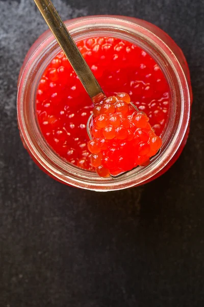 Menu Caviar Rouge Fruits Mer Caviar Saumon Concept Fond Alimentaire — Photo
