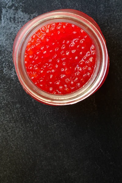 Caviar Vermelho Frutos Mar Caviar Salmão Conceito Menu Fundo Comida — Fotografia de Stock