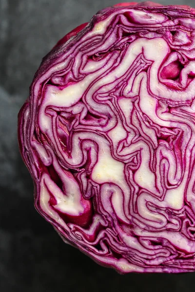 fresh red cabbage on a dark background