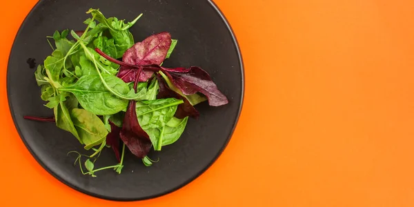 Salade Bladeren Mix Sappige Snack Klaar Eten Tafel Bovenaanzicht — Stockfoto