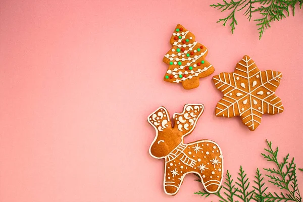 Biscotti Pan Zenzero Natale Uno Sfondo Luminoso — Foto Stock