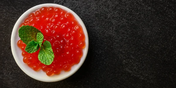 Caviar Vermelho Frutos Mar Caviar Salmão Conceito Menu Fundo Comida — Fotografia de Stock