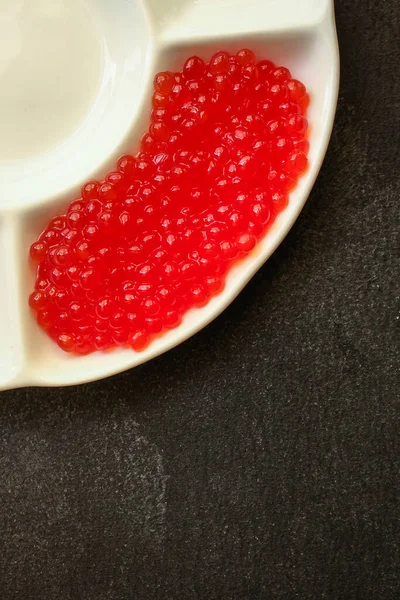 赤キャビア シーフード サーモンキャビア メニューのコンセプト 食べ物の背景 トップビュー — ストック写真