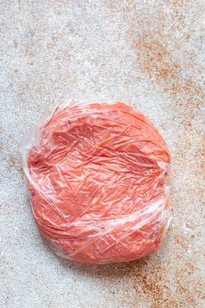 Cotoletta Cruda Carne Macinata Congelata Maiale Manzo Agnello Pollo Sacchetto — Foto Stock