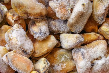 Donmuş midyelerin üst görünümü 