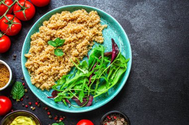 Quinoa lapası. Yakın çekim.