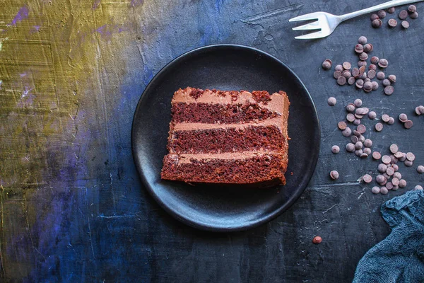 Шматочок Шоколадного Торта Крупним Планом — стокове фото
