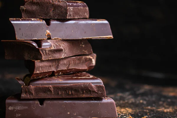 Kousky Čokolády Zavřít — Stock fotografie