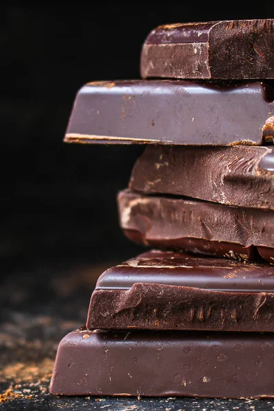 Chocolade Bar Stukken Close — Stockfoto