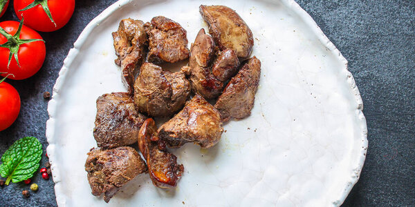 top view on frying liver