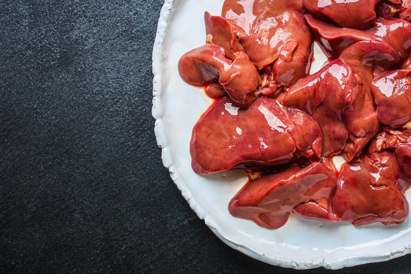 Hígado Crudo Placa — Foto de Stock