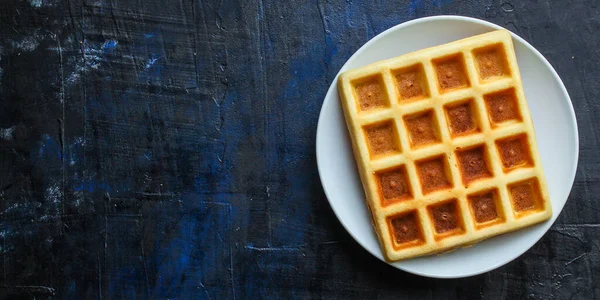 Belgium Waffle White Plate — Stock Photo, Image