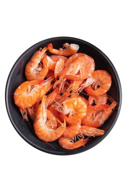 Limonlu ve baharatlı ızgara karides. en üstteki görünüm. 