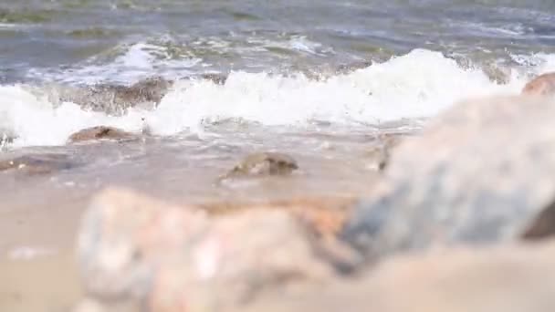 Beach Ocean Waves Hitting Shore Sea Oceanfront Shore Summer Travel — Stock Video