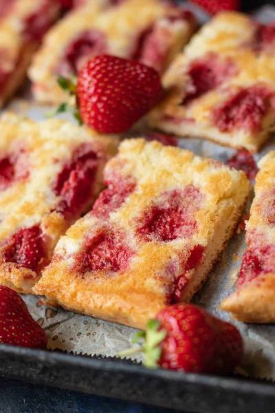 Strawberry Pie Sweet Berry Dessert Organic Dish Table Healthy Food — Stok fotoğraf