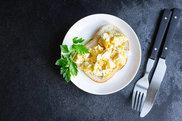 Rührei Scrumpble Gebratenes Frühstücksgericht Gesunde Lebensmittel Mahlzeit Snack Kopie Raum — Stockfoto