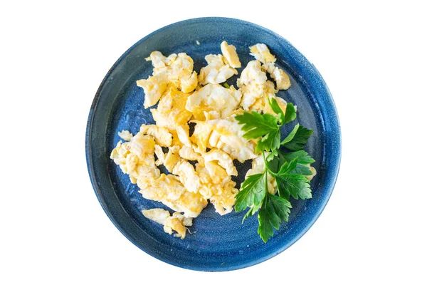 Ovos Mexidos Scrumble Ovo Frito Pequeno Almoço Prato Comida Saudável — Fotografia de Stock
