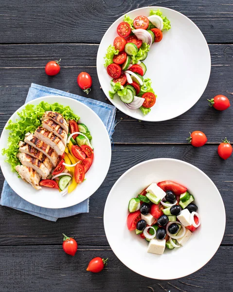 Salat Speisekarte Seite Salat Vorspeise Snack Gemüse Griechischer Salat Gegrilltes — Stockfoto