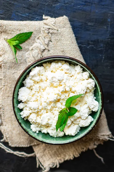 Ricotta Fresco Cibo Sano Colazione Mucca Capra Latte Pecora Sulla — Foto Stock