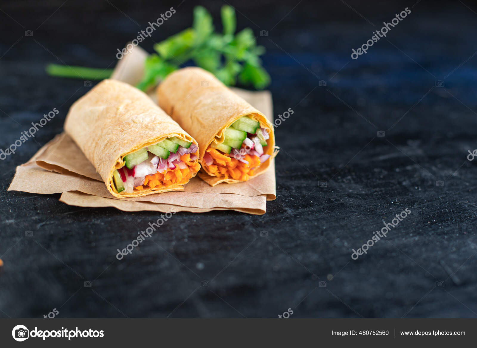 Doner Kebab Shawarma Vegetable Pita Bread Filling Vegetables Organic Dish Stock Photo by ©alesa